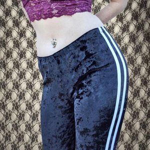 black velvet leggings with white stripe piping no comment juniors medium
